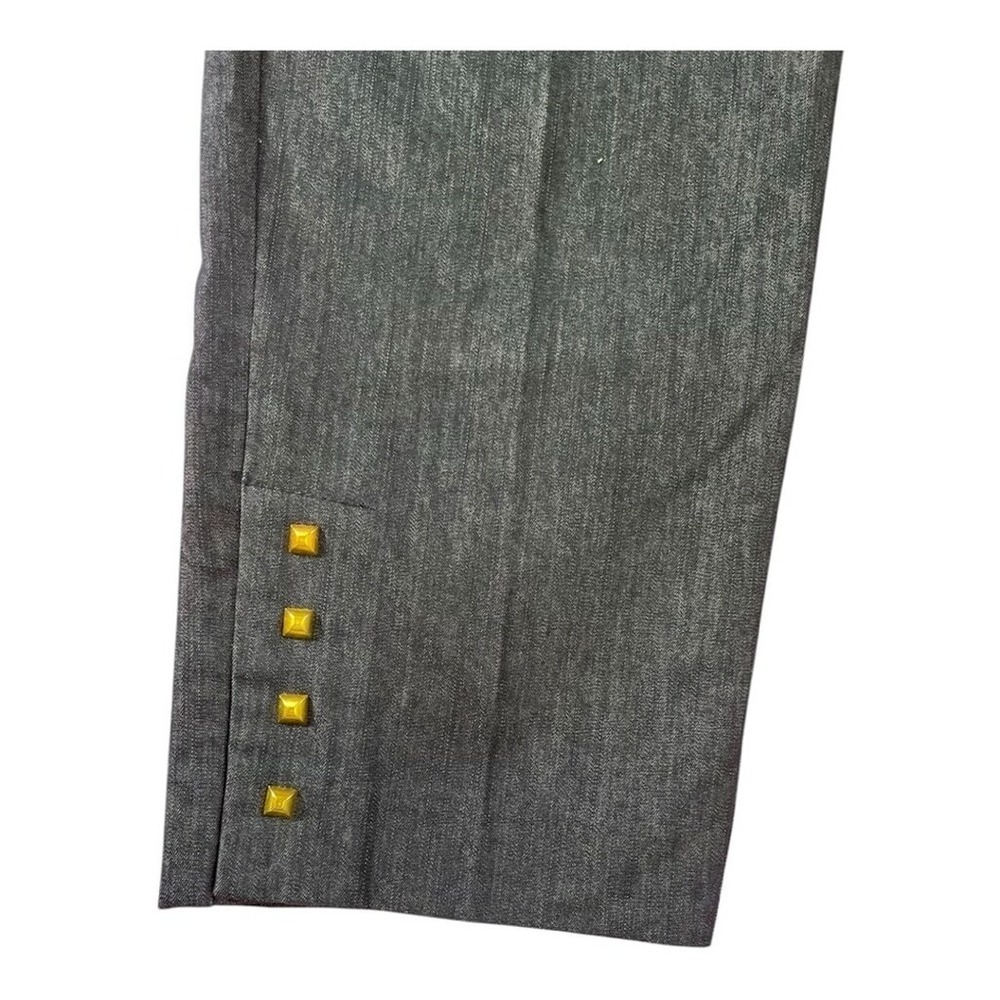 Roz & Ali Gold Stud Cropped Slim Leg Stretch Blue Pant 4 Nautical Modern Coastal - Picture 3 of 8
